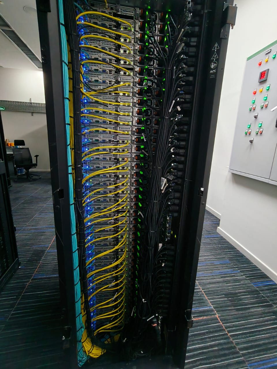 Dressed and labelled rear cabling at handover