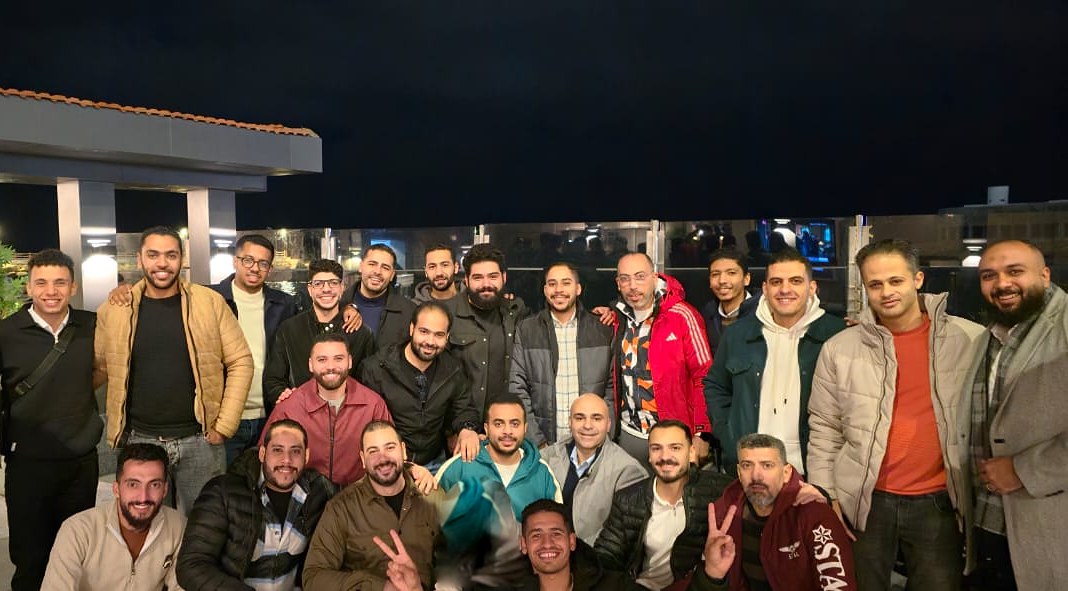 The Stark Technology engineering team together at a company gathering in Cairo