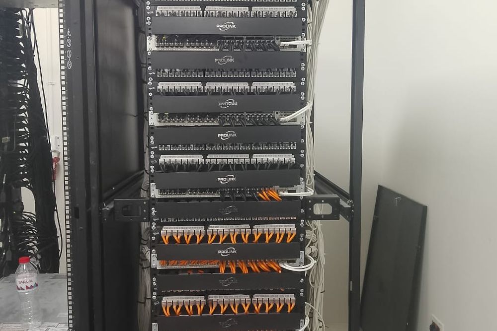 A rebuilt and labelled communications rack