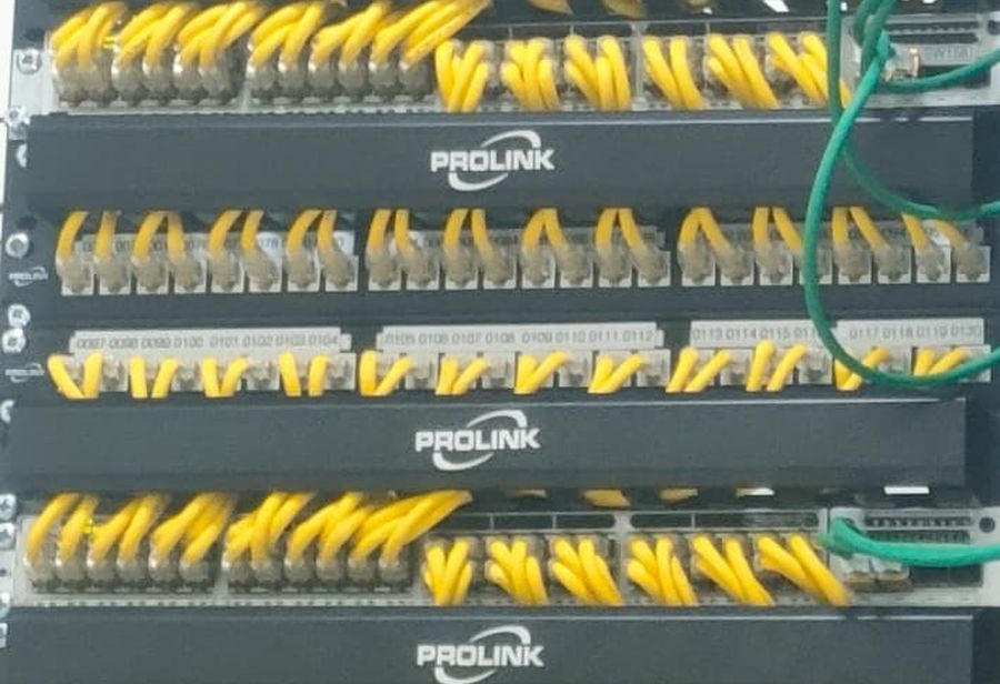 Patch panels installed and labelled by the Stark team