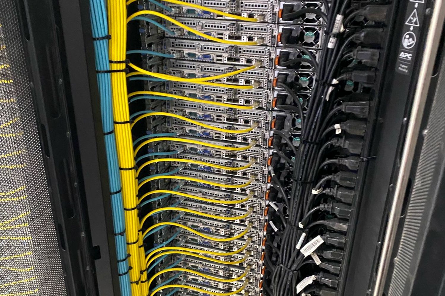 A rebuilt and labelled communications rack