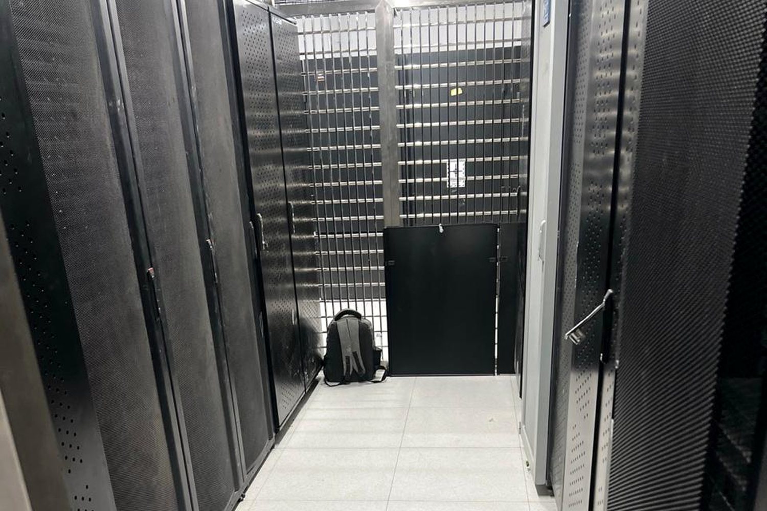 A data centre aisle built out by Stark Technology